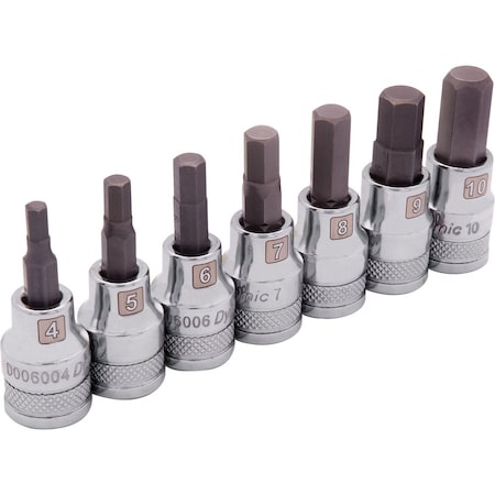 Dynamic Tools 3/8" Drive 7 Piece Metric, Standard Hex Socket Set, 4mm - 10mm D010016